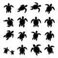 Silhouettes of turtles are arranged in a grid pattern Royalty Free Stock Photo