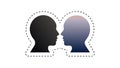 Silhouettes of two heads in conversation, representing connection. vector design Generative AI Royalty Free Stock Photo