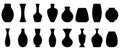 Silhouettes of the vases. Set of different vases. Black vase icons Royalty Free Stock Photo