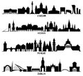 Silhouettes of Warsaw, Vienna, Prague and Dublin