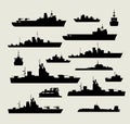 Silhouettes of warships Royalty Free Stock Photo