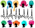 Silhouettes wig set Royalty Free Stock Photo