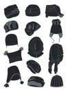 Silhouettes of winter hats Royalty Free Stock Photo