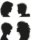 Silhouettes of women hairstyles.