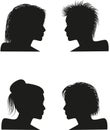 Silhouettes of women hairstyles.