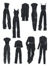 Silhouettes of women`s overalls