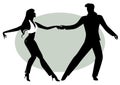 Silhouettes of young couple dancing Royalty Free Stock Photo