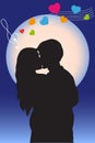 Lovers under the moon for valentine`s day