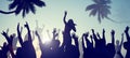 Silhouettes of Young People on a Beach Concert Royalty Free Stock Photo