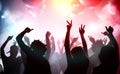 Silhouettes of young people dancing in club. Disco and party concept Royalty Free Stock Photo