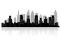 The silhouette of city with black color on white background in a flat style. Modern urban landscape. Royalty Free Stock Photo