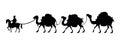 Silhoutte of a camel caravan Royalty Free Stock Photo