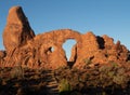 A Silhouette of a Person Standing in Turret Arch in Arches National Park, Utah Royalty Free Stock Photo