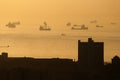 Silhoutte of ships Royalty Free Stock Photo