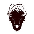 silhoutte of wild bull buffalo bison logo design vector illustration