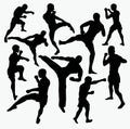 Silhsilhouettes of kickboxers