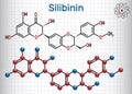 Silibinin silybin molecule. Structural chemical formula. Sh
