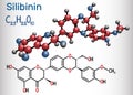 Silibinin silybin molecule. Structural chemical formula