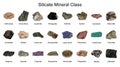 Silicate mineral class with names