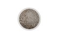 Silicon carbide powder close-up isolated on white background. Silicon carbide abrasive grit for restore stones to