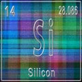 Silicon chemical element, Sign with atomic number and atomic weight