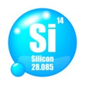 Silicon element sphere. Si symbol. Atomic number 14. Atomic mass 28.085. Royalty Free Stock Photo