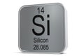 Silicon element symbol on metal block