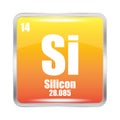 Silicon element. Symbol Si. Atomic number 14. Atomic mass 28.085. Yellow square. Royalty Free Stock Photo