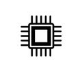 Silicon Microchip, Computer Chip Solid Flat Vector Icon Isolated on White Background