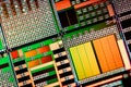 Silicon semiconductor wafer close-up. In electronics, a wafer also called a slice or substrate is a thin slice of semiconductor, a