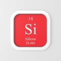 Silicon symbol on red rounded square