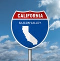 Silicon Valley in US State California road sign Royalty Free Stock Photo