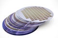 Silicon wafers of different color in stock Royalty Free Stock Photo