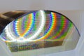 Silicon Wafers in white plastic holder box on a table- A wafer is a thin slice of semiconductor material, such as a crystalline