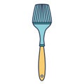 Silicone baking brush vector icon. Hand drawn color illustration isolated on white background. Kitchen tool for greasing pastries