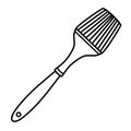 Silicone baking brush vector icon. Hand-drawn illustration isolated on white background. Simple monochrome cutlery doodle.