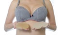 Silicone breast implants and bra Royalty Free Stock Photo