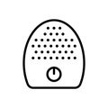 Silicone facial cleansing brush. Linear icon of electronic massage device for skin. Black illustration of sonic mini electric face