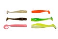 Silicone fishing lures.Colorful baits. Isolated on white background Royalty Free Stock Photo