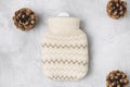 Silicone hot water bottle for outdoor warming Royalty Free Stock Photo