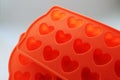 Silicone ice molds in the form of hearts Royalty Free Stock Photo