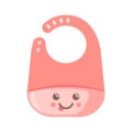 Silicone or plastic kawaii baby bib with a pocket icon in flat style isolated on white background Royalty Free Stock Photo