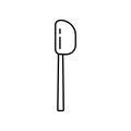 Silicone spatula icon. Linear logo of kitchenware. Black simple illustration of flexible rubber spoon. Contour isolated vector