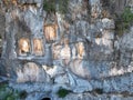 Silifke - Mersin - Turkey, August 10, 2023, Exterior facade view of Adamkayalar,literally means man-rocks which located on top of