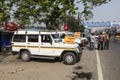 Siliguri, India, March 4 2017: Offroad cars are waiting for passengers