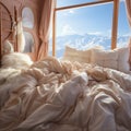 silk bed linen and the most delicate pillows and blankets