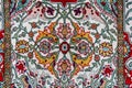 Silk carpet rug pattern. Traditional Ottoman and Turkish silk carpet texture. Turkish Ottoman oriental folk carpet design