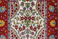 Silk carpet rug pattern. Traditional Ottoman and Turkish silk carpet texture. Turkish Ottoman oriental folk carpet design