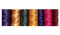 Silk and cotton threads for sewing and embroidery. Spools with multi-colored threads. Royalty Free Stock Photo