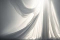 Silk curtain white sheer tulle drape in sunlight